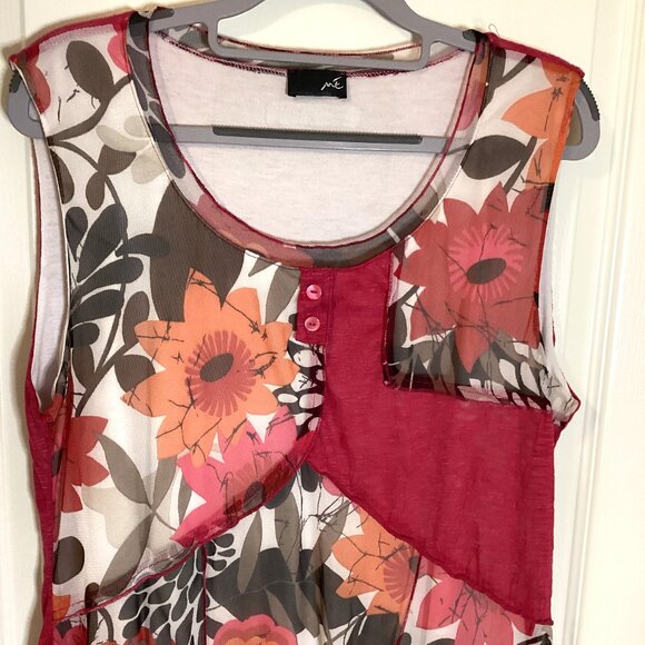 ME Women's Top Tunic Size T5 Sheer With Lining Sleeveless Made in France Y2K - Picture 2 of 7